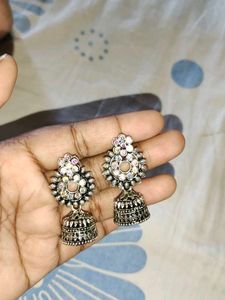 Silver Jhumka Earrings