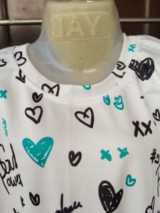 White Graphic Print Tee