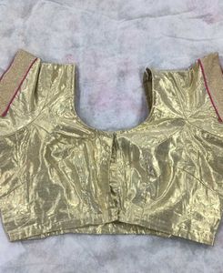 Golden Blouse With Gota Patti On Sleeves