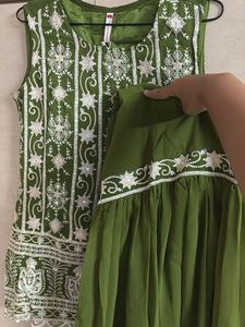 Green Embroidered Sharara Set