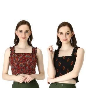 Printer Crop Top Pack Of Two