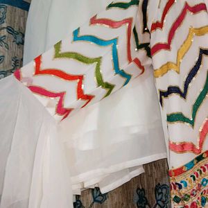 Elegant Embroidered White Top &amp; Dupatta