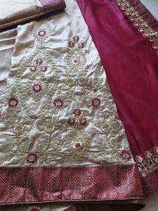 Two Tone Saree With Blouse Fabric