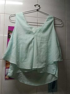 Chic Sea Blue Top With Frils