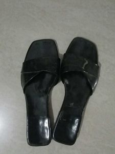 Black Heeled Slide Sandals