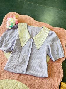 Cute Purple Peter Pan Collar Blouse