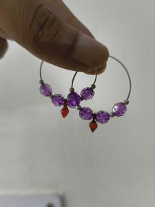 New Purple Beads Hoops (Handmade)