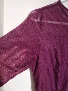 Burgundy Lace Fit &amp; Flare Dress