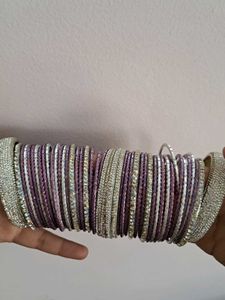 Lavender And Silver Bangles Set