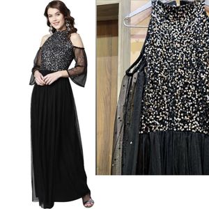 Street 9 Black Silver sequins Dress Maxi