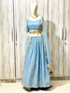 Sky Blue Sequin Lehenga