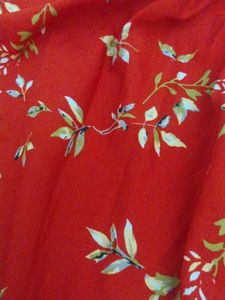 Western Wear Red Floral Dress For Women Casualwear