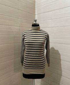 Korean Striped Turtleneck Sweater