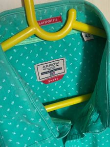 Arrow Sport Sea Green Pure Cotton Casual Shirt