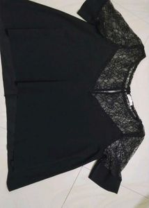 Black Lace-Sleeve Top