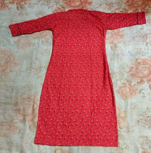 Red Print Button-Down Kurta♥️