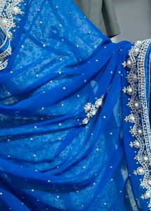 Elegant Blue Embellished Saree