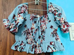 Floral Smocked Crop Top