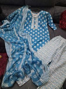 Blue Printed Kurta Set