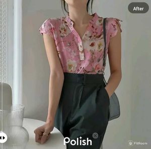 New With Tag Floral Cute Korean Buff Top