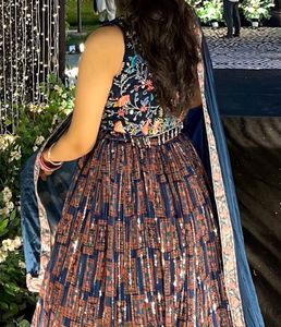 pretty navy lehenga