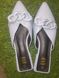 AND Blue Chain Mule Heels Size 38