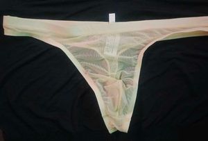 Men&#39;s Sheer Cream See Through Thong