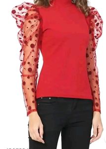 Red Polka Dot Sleeve Top