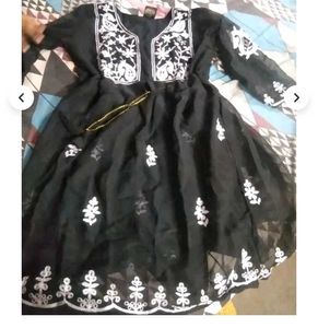 Embroidered Black Tunic Top