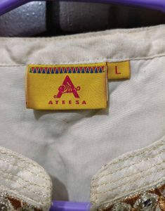 Embroidered Beige Kurti