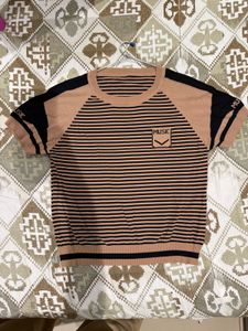 Women’s Striped Cotton Rich Polo Tshirt