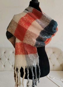 Plaid Fringe Scarf