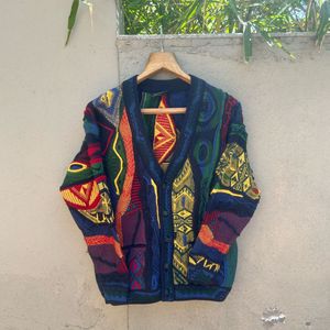Vintage Coogi x Aklanda 3D Knit Wool Cardigan