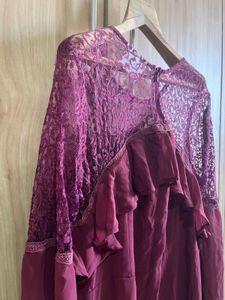 Elegant Burgundy Lace Dress- Size L