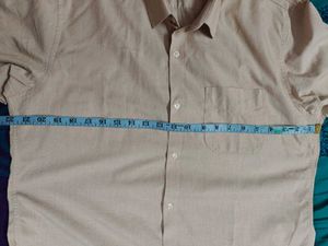 Peter England Beige Short Sleeve Shirt
