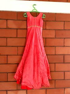 Elegant Pink Orange Gown cum Anarkali