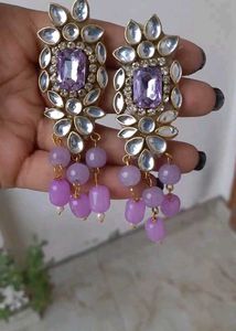 Purple Kundan Earrings