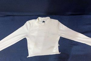 White Korean Imported Full Sleeves Backless Top