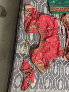 Rani Pink &amp; Green Lehenga (Set Of 3)