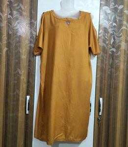 Mustard Cold Shoulder Dress