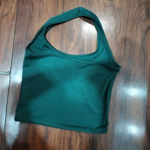GREEN HALTER TOP