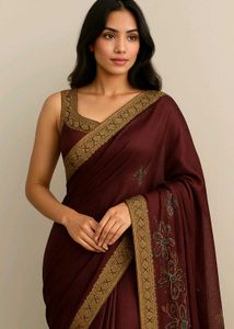Elegant Saree with Blue Stone & Sequins