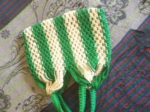 White And Green Combination Bag