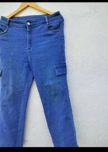 Blue Denim Cargo Pants