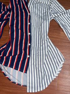 y2k fitted Striped Colorblock Top