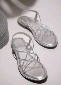 Silver Strappy Sandals Size - 8