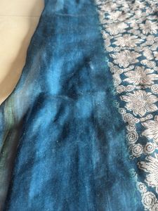 Elegant Embroidered Teal Scarf