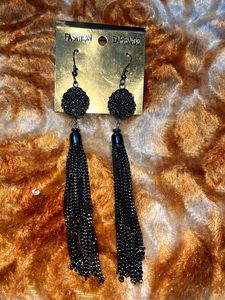 Western#BlackRose Ball Earings