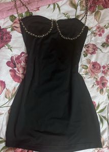 Newme Little Black Dress with Chain Detail