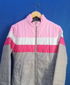 Aagain Co Pink &amp; Grey Puffer Jacket For Women | Bust 36 | Length 24